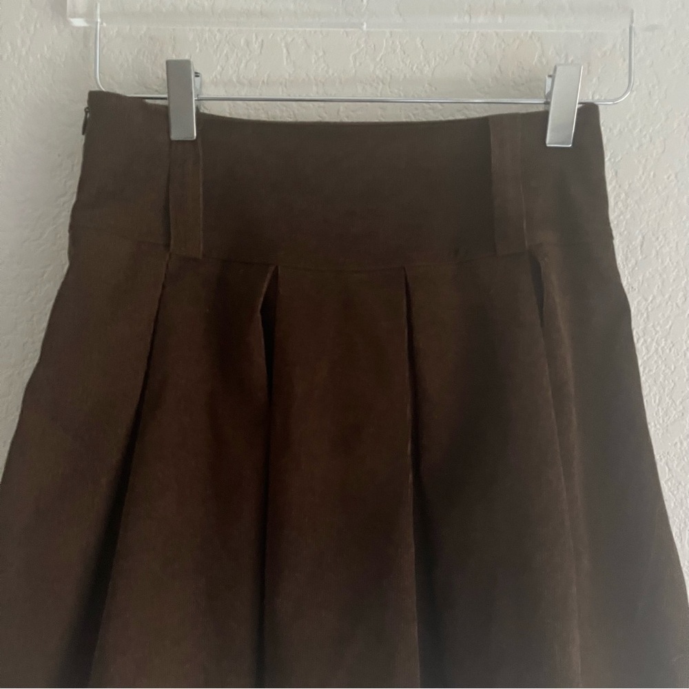 SHEIN Brown Cord Pleated Mini Skirt Extra Small / 2 - Picture 5 of 11